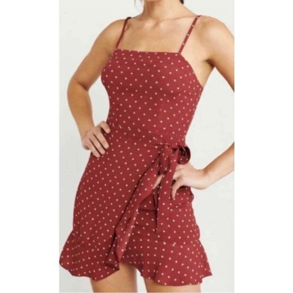Abercrombie & Fitch  Floral Ruffle Hem Faux Wrap Sleeveless Mini Dress